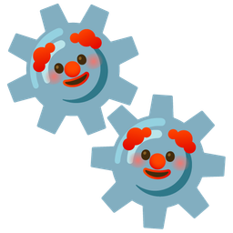 gear and clown face