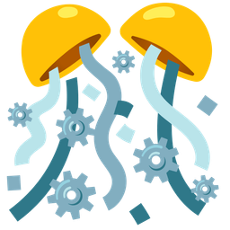 gear and confetti ball