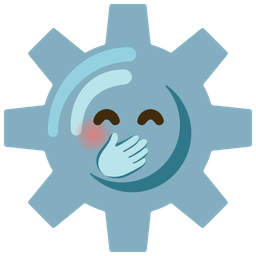 gear and face with hand over mouth