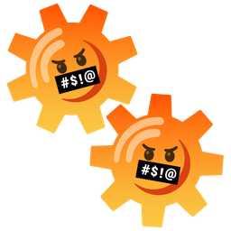 gear and face with symbols on mouth