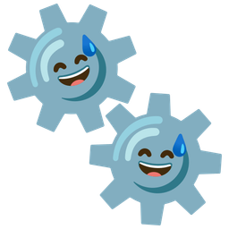 Gear and Grinning face with sweat