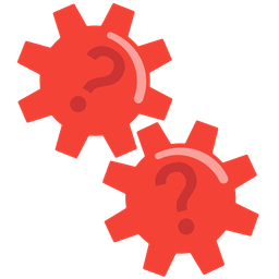 gear and red question mark