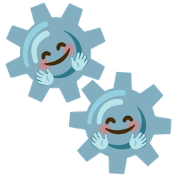 Gear and Smiling face with open hands