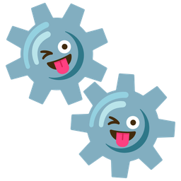 Gear and Winking face with tongue