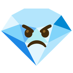 gem stone and angry face