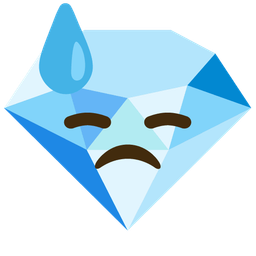 gem stone and downcast face with sweat