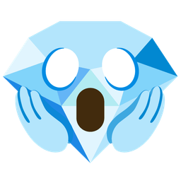 gem stone and face screaming in fear