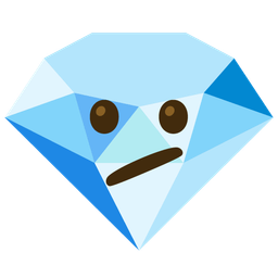 gem stone and face with diagonal mouth