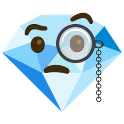 gem stone and face with monocle