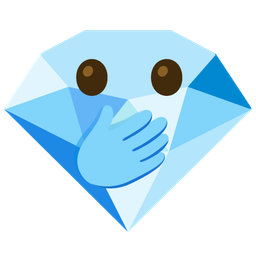 gem stone and face with open eyes and hand over mouth