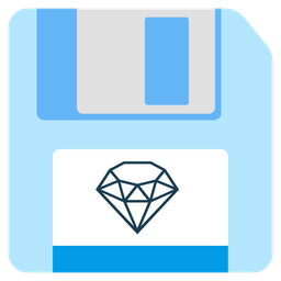 gem stone and floppy disk