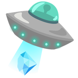 gem stone and flying saucer