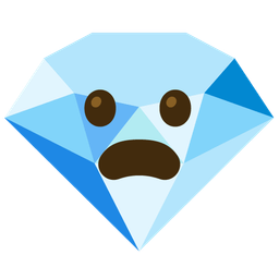 gem stone and frowning face with open mouth