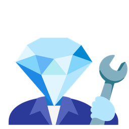 gem stone and hammer and wrench