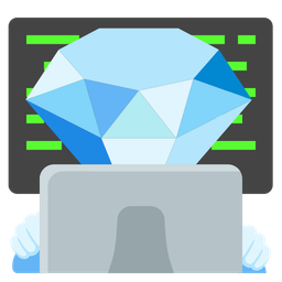 gem stone and laptop