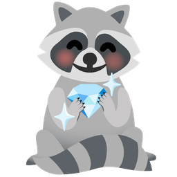 gem stone and raccoon