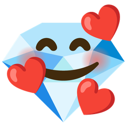 Gem stone and Smiling face with hearts