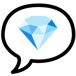 gem stone and speech balloon