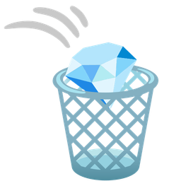 gem stone and wastebasket