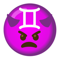 Gemini and angry face with horns