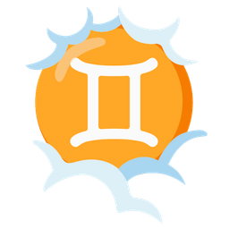 Gemini and face in clouds