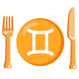 Gemini and fork and knife with plate