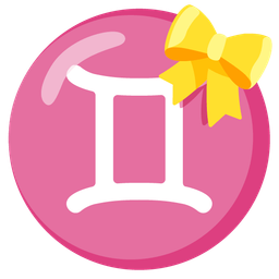 Gemini and heart with ribbon