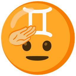 Gemini and saluting face