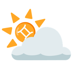 Gemini and sun behind cloud