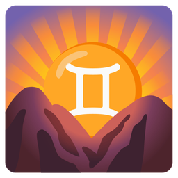 Gemini and sunrise over mountains