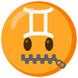 Gemini and zipper-mouth face