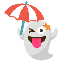 ghost and beach with umbrella