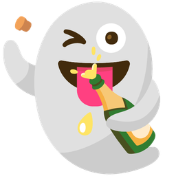 ghost and bottle with popping cork