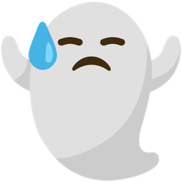 ghost and downcast face with sweat