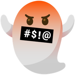 ghost and face with symbols on mouth