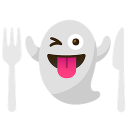 ghost and fork and knife with plate