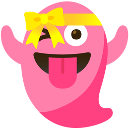 ghost and heart with ribbon