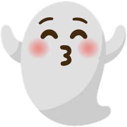 Ghost and Kissing face with closed eyes