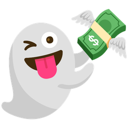 ghost and money with wings