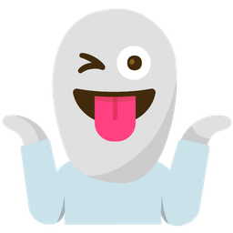 ghost and person shrugging