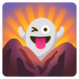 ghost and sunrise over mountains