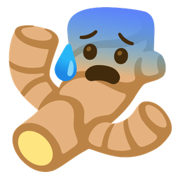 ginger root and anxious face with sweat