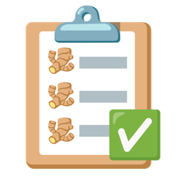 ginger root and check mark button