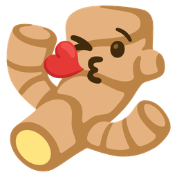 Ginger root and Face blowing a kiss