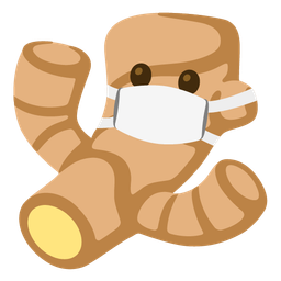 ginger root and face with medical mask