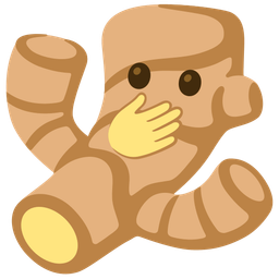 ginger root and face with open eyes and hand over mouth