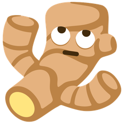 ginger root and face with rolling eyes