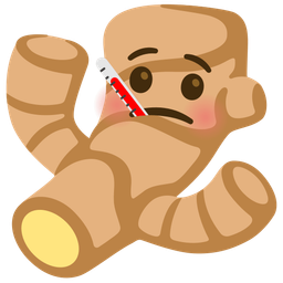 ginger root and face with thermometer