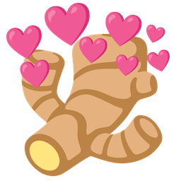 ginger root and heart with arrow