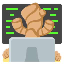 ginger root and laptop